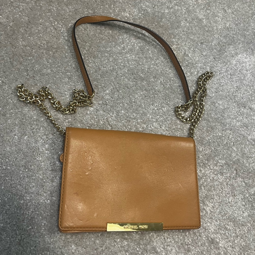 Brown Leather Chain Shoulder Bag